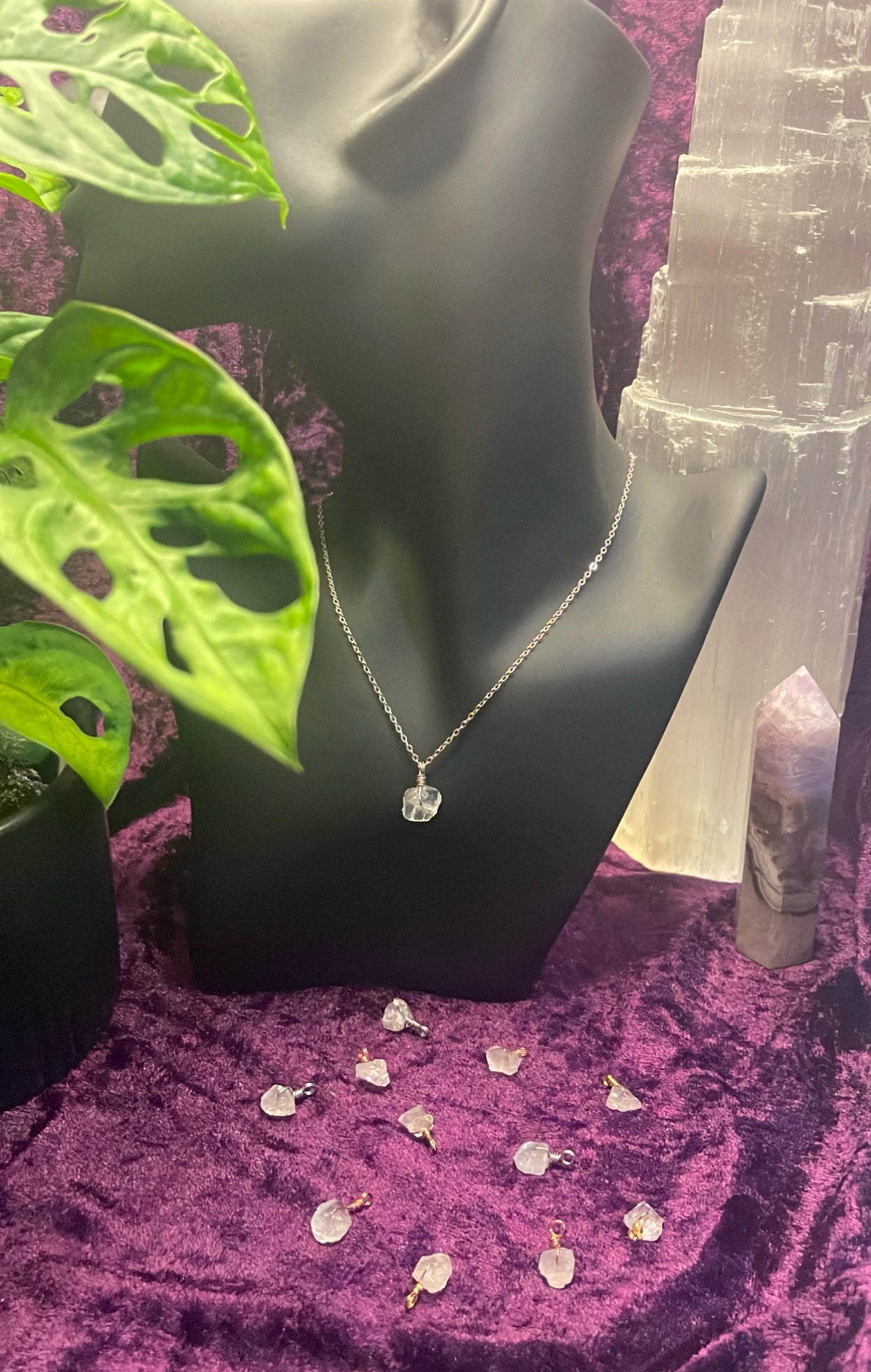 Raw Rose Quarts Droplet Pendant
