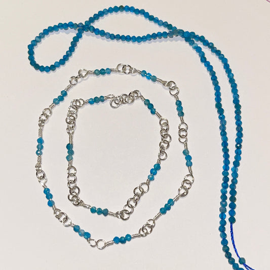 Mummy & Baby Matching Bracelet Set ~ Stirling Silver & Blue Apatite