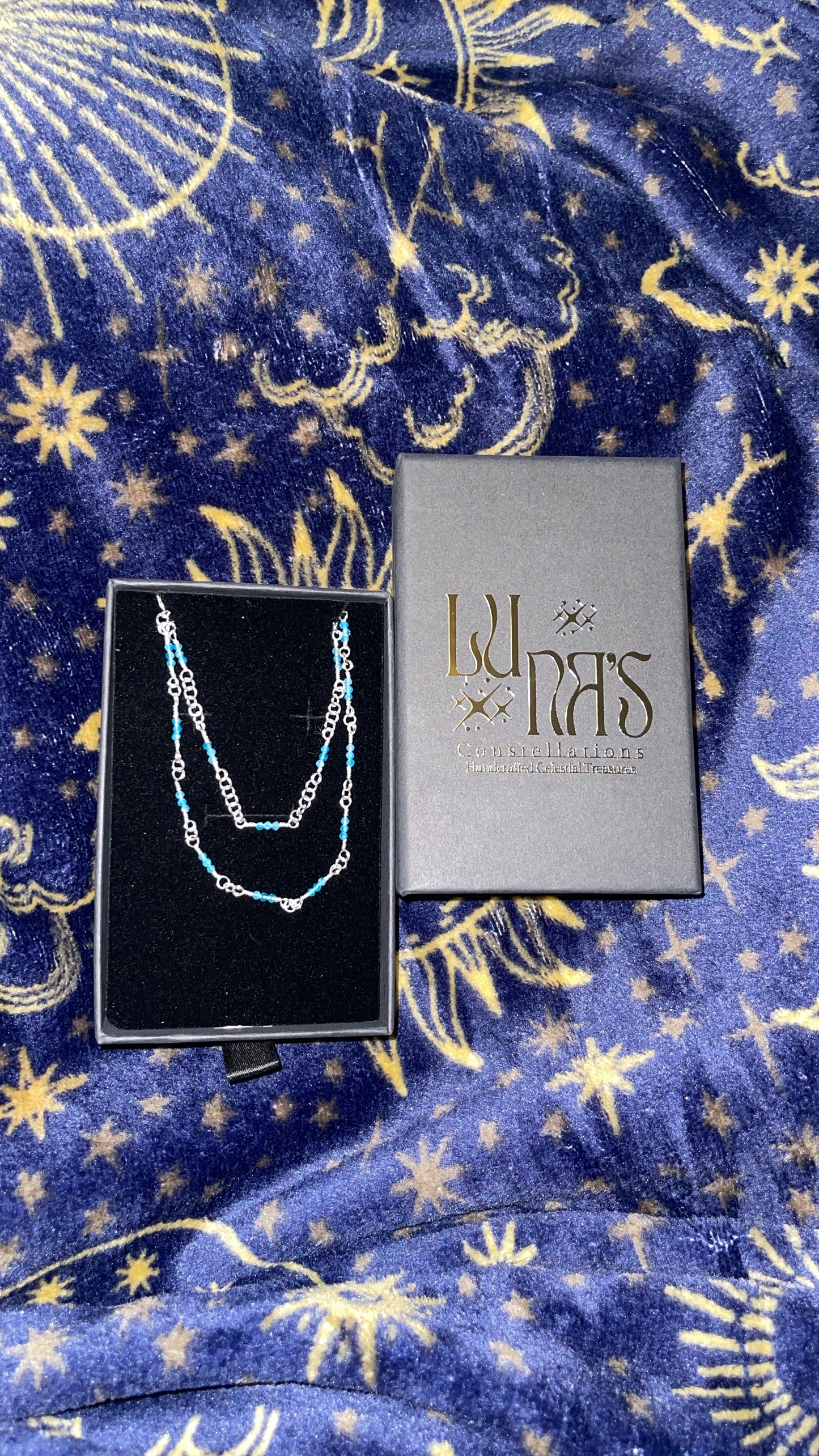 Mummy & Baby Matching Bracelet Set ~ Stirling Silver & Blue Apatite