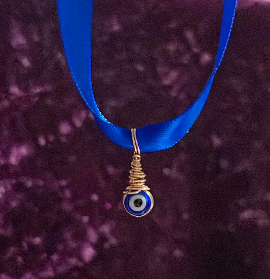 Carolyn Wrapped Glass Evil Eye Protection Pendant