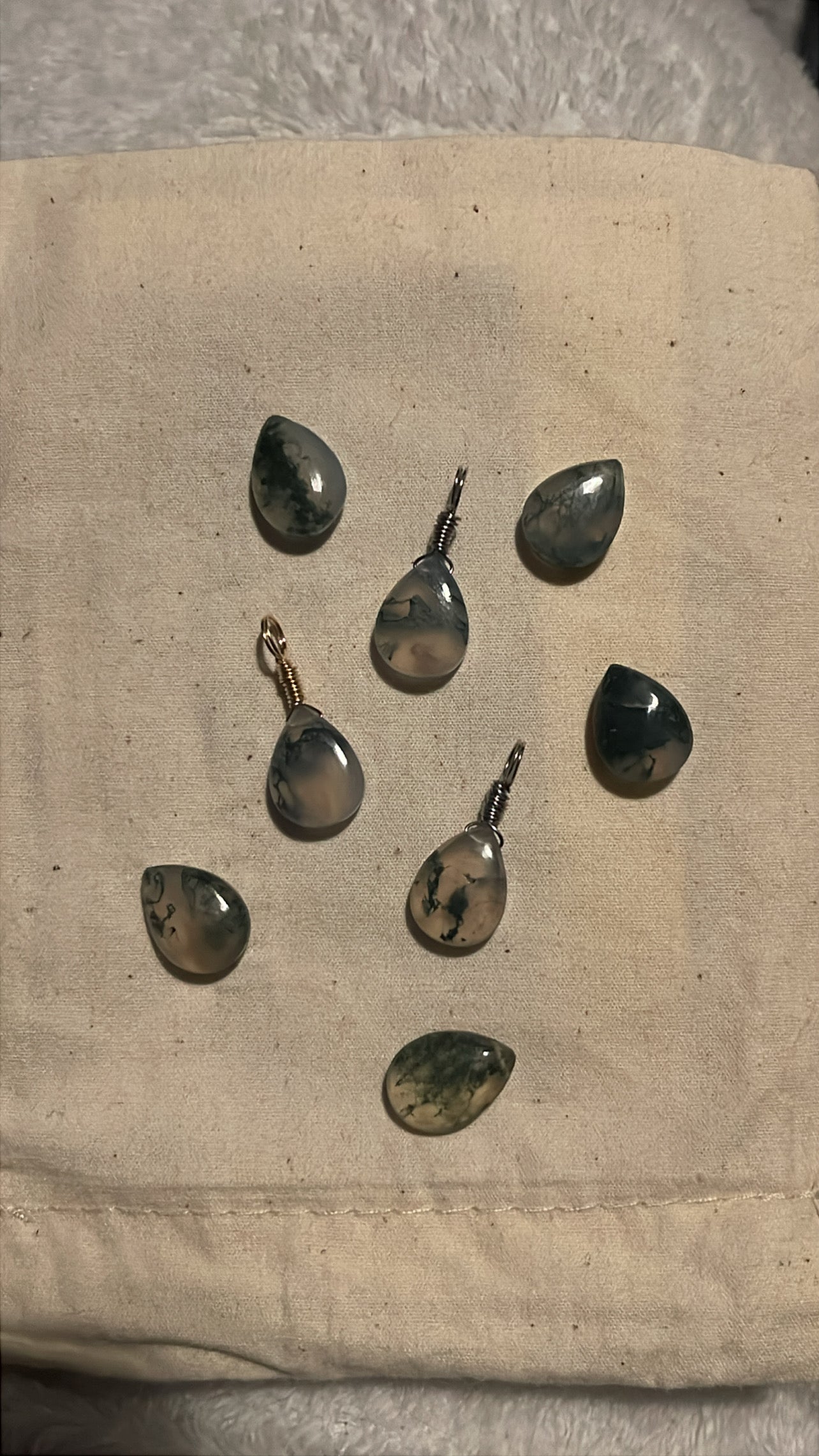 Moss Agate Droplet Pendant