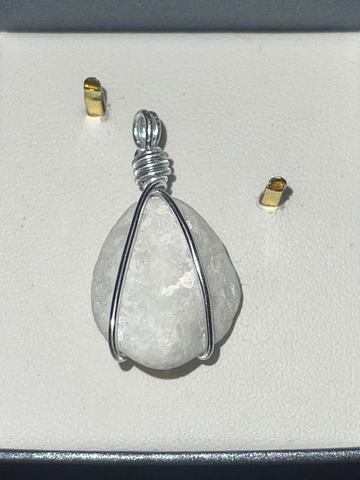 White Calcite Wrapped Pendant