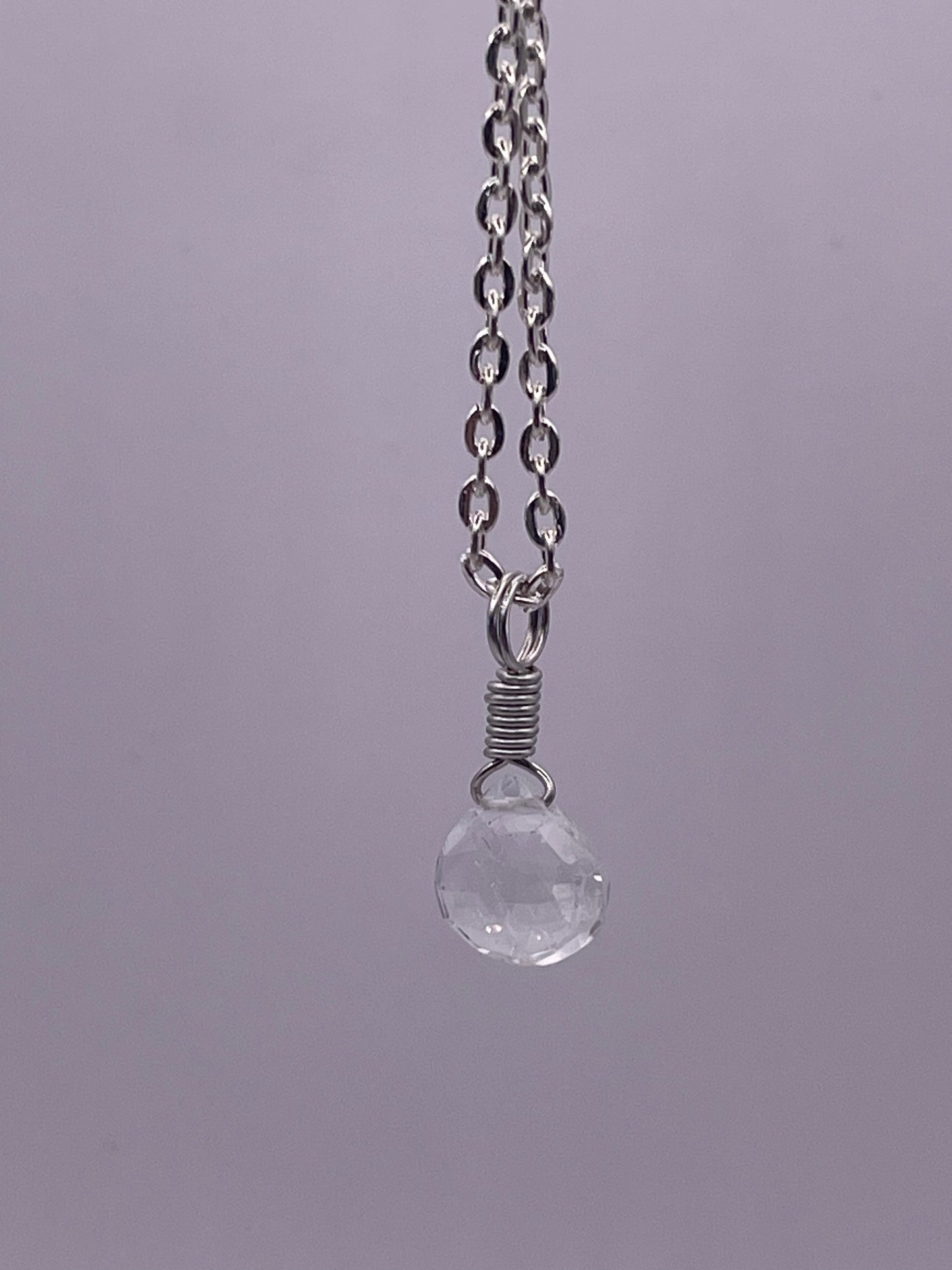 White Topaz Droplet Pendant